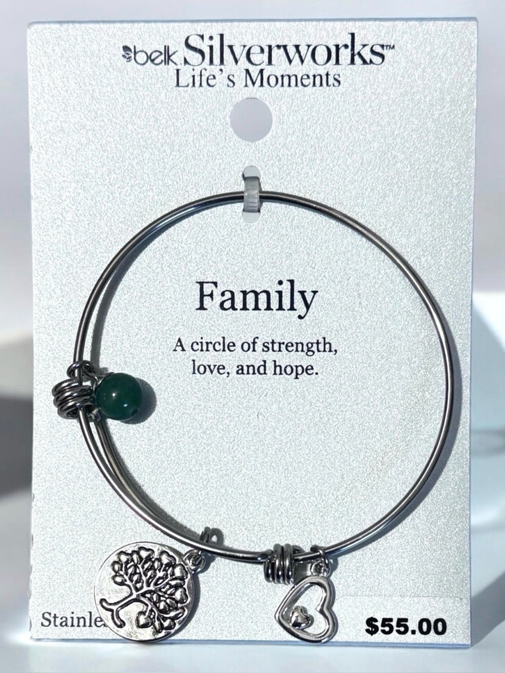 Silverworks Family Tree Charm Bangle Bracelet